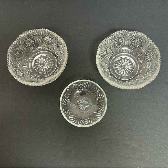 Glass Candy Dishes Bowls Set Of 3 - Picture 2 of 13